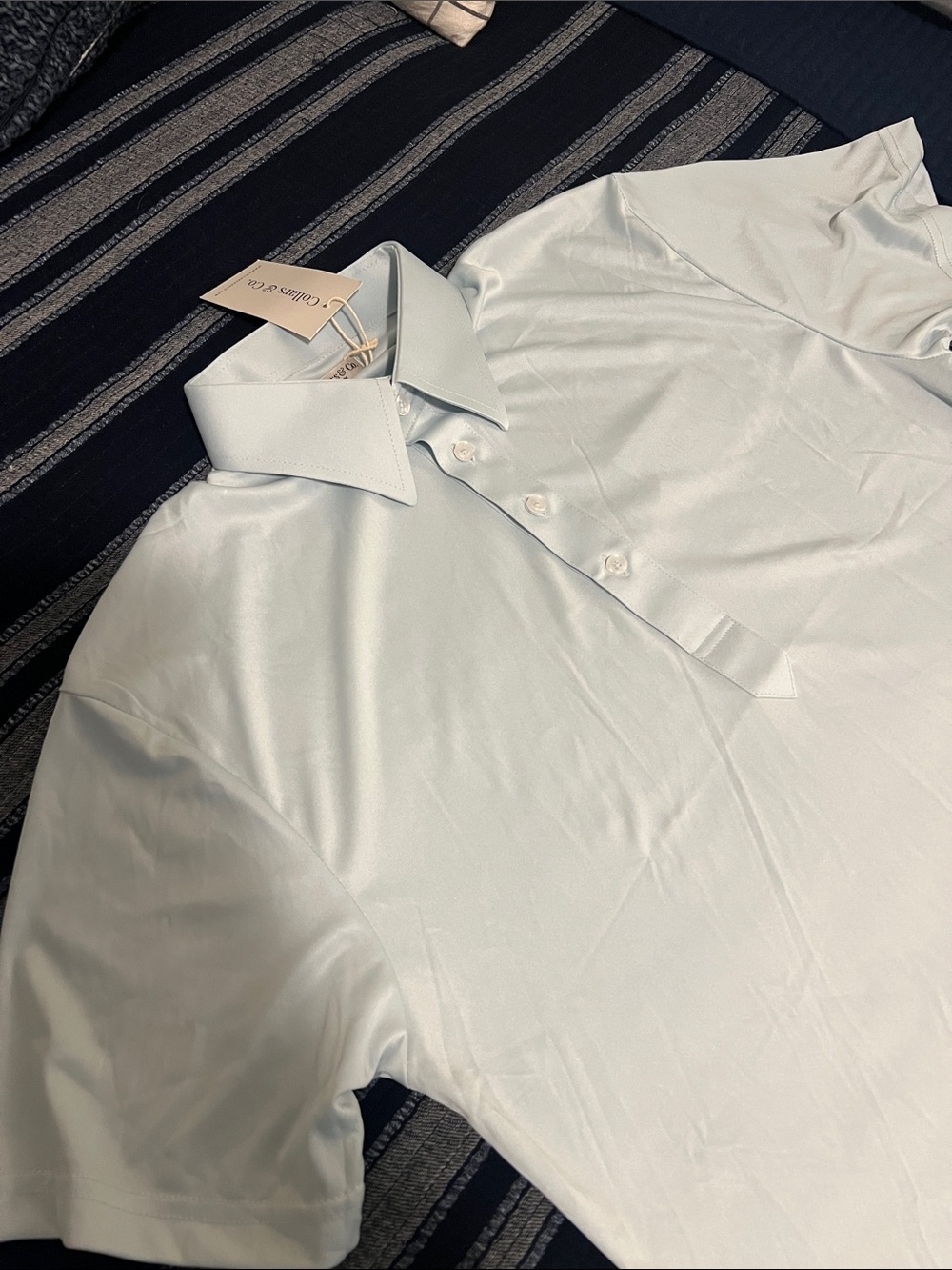 Men's Light Mint Polo with Spread Collar